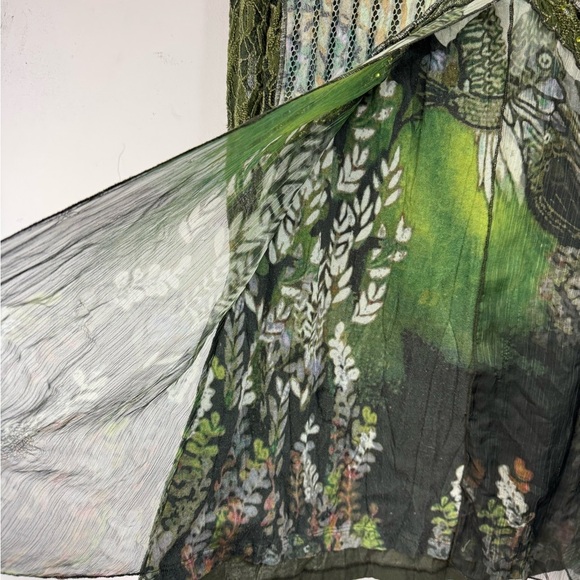 Vintage Alberto Makali Size M Whimsigoth Forest Fairy Lace Fly Away Chiffon Top - Picture 4 of 10